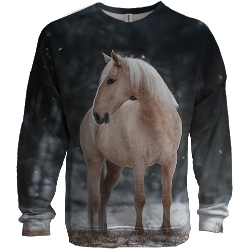 3D світшот Кінь і зима (вид спереду)