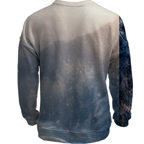 3D свитшот Конь и снежный лес (вид сзади)