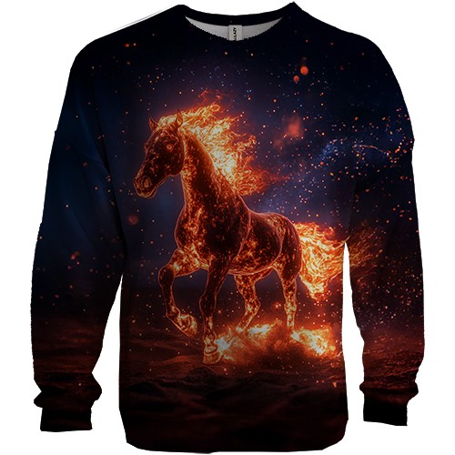 3D світшот Кінь з полум