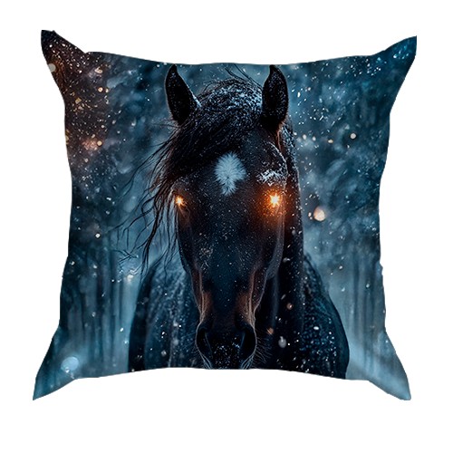 3D подушка Кінь з сяючими очима (вид спереду)