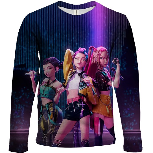 Детский 3D лонгслив K-pop demon hunters show (вид спереди)