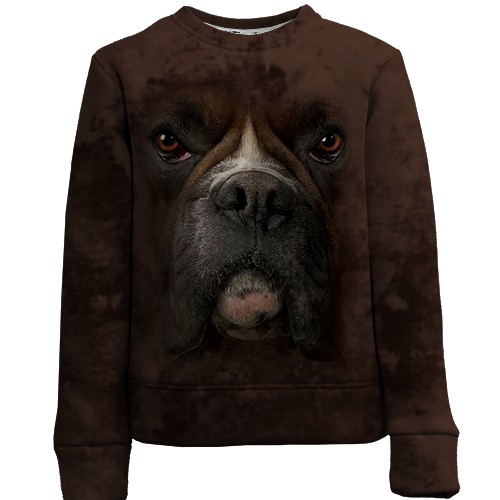 Дитячий 3D світшот з мордою Боксера (вид спереду)