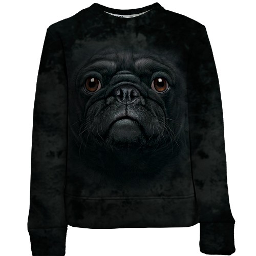 Детский 3D свитшот с мордой мопса (вид спереди)