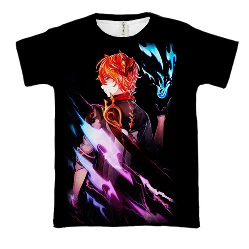 3D футболка Тарталья - Genshin Impact neon (вид спереди)