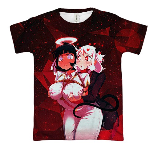 3D футболка Helltaker - Azazel X Modeus (вид спереди)