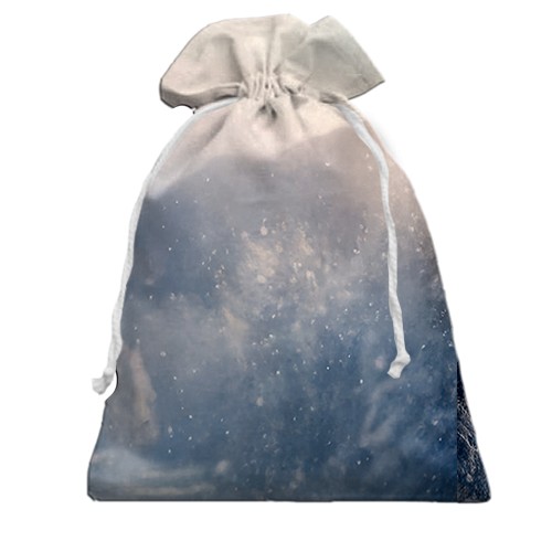 3D Подарунковий мішечок Кінь і сніговий ліс (вид ззаду)