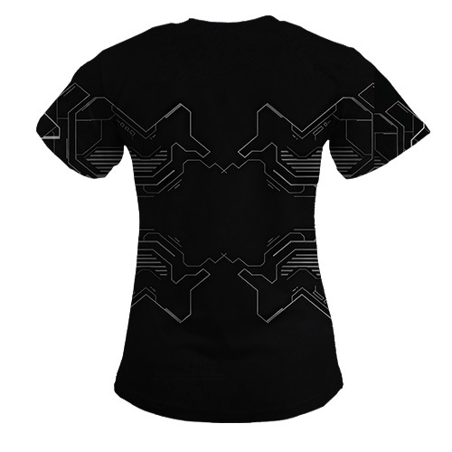 Женская 3D футболка Cyber Art Style (вид сзади)