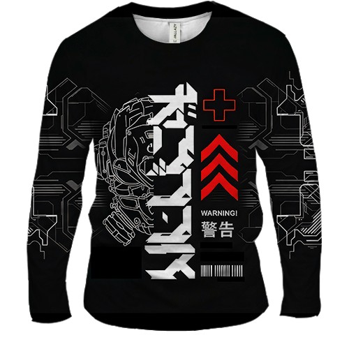 Чоловічий 3D лонгслів Cyber Art Style (вид спереду)