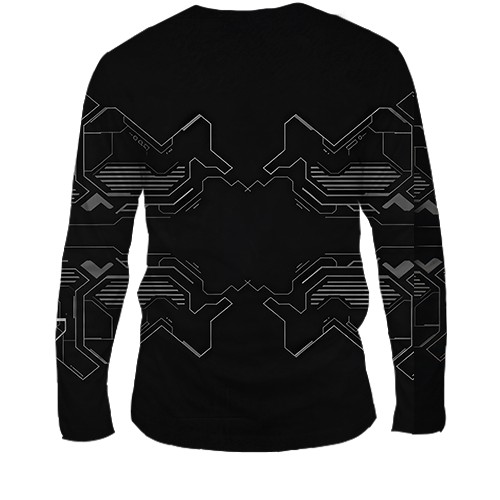 Чоловічий 3D лонгслів Cyber Art Style (вид ззаду)
