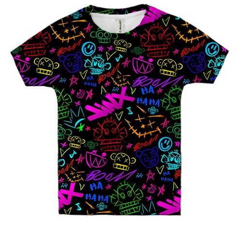 Дитяча 3D футболка LoL - Arcane, Neon Logo (вид спереду)