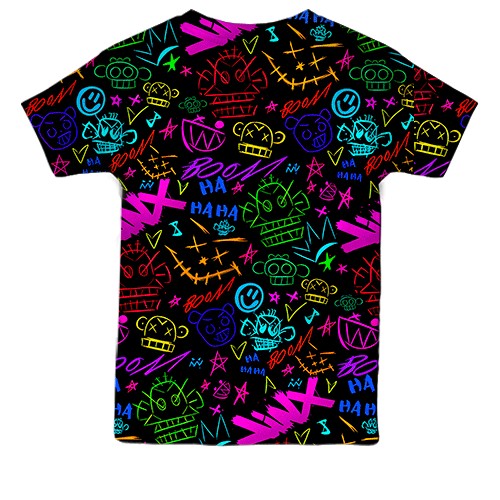 Дитяча 3D футболка LoL - Arcane, Neon Logo (вид ззаду)