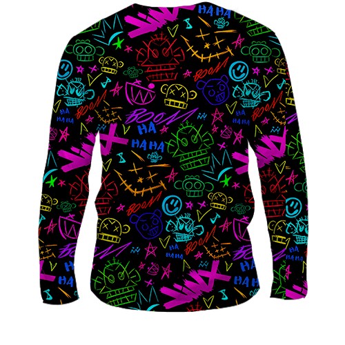 Чоловічий 3D лонгслів LoL - Arcane, Neon Logo (вид ззаду)