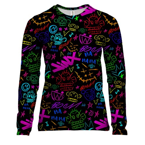 Женский 3D лонгслив LoL - Arcane, Neon Logo (вид спереди)