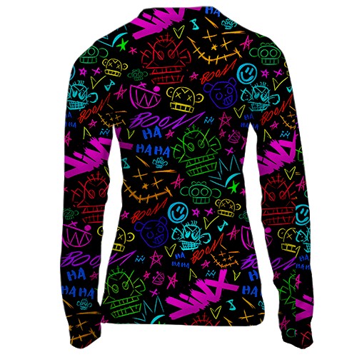 Женский 3D лонгслив LoL - Arcane, Neon Logo (вид сзади)