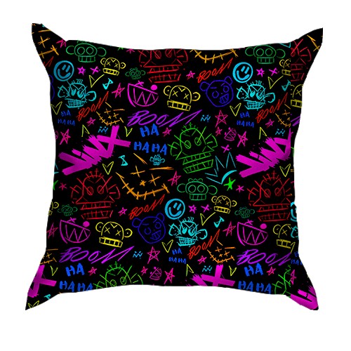 3D подушка LoL - Arcane, Neon Logo (вид ззаду)