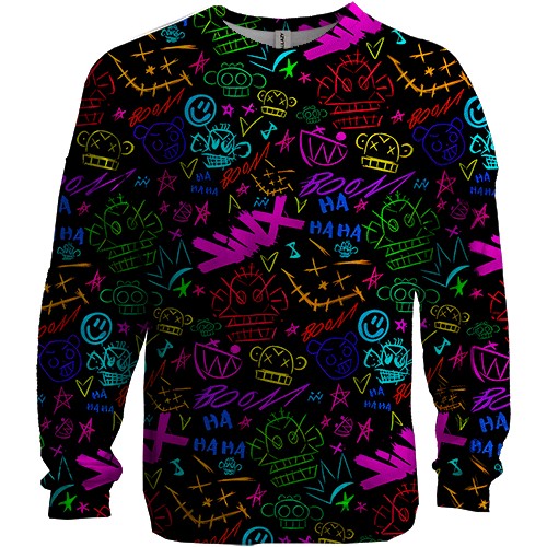 3D світшот LoL - Arcane, Neon Logo (вид спереду)