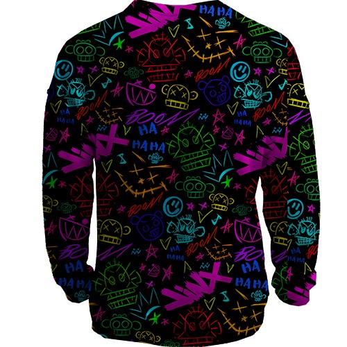 3D світшот LoL - Arcane, Neon Logo (вид ззаду)