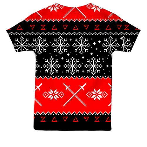 Детская 3D футболка Новогодний Ведьмак (вид сзади)