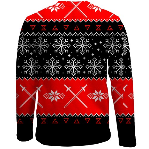 Детский 3D лонгслив Новогодний Ведьмак (вид сзади)