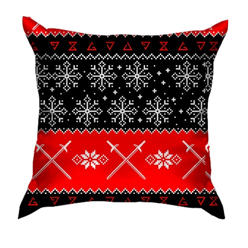 3D подушка Новогодний Ведьмак (вид сзади)