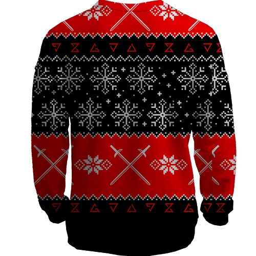 3D світшот Новорічний Відьмак (вид ззаду)