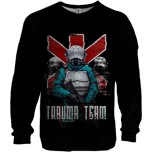 3D свитшот Cyberpunk 2077 trauma team soldiers (вид спереди)
