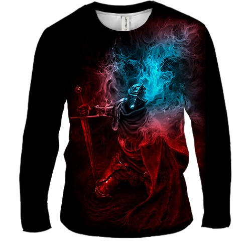 Мужской 3D лонгслив Погасший рыцарь Elden Ring (вид спереди)