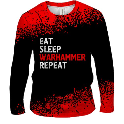 Чоловічий 3D лонгслів Eat Sleep Warhammer Repeat (вид спереду)