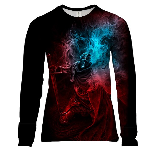 Женский 3D лонгслив Погасший рыцарь Elden Ring (вид спереди)