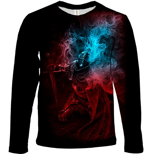 Детский 3D лонгслив Погасший рыцарь Elden Ring (вид спереди)