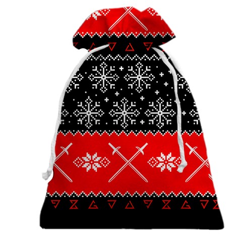 3D Подарочный мешочек Новогодний Ведьмак (вид сзади)