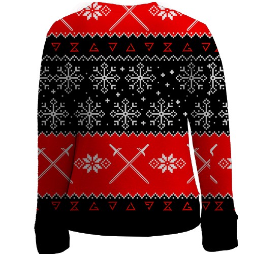 Детский 3D свитшот Новогодний Ведьмак (вид сзади)