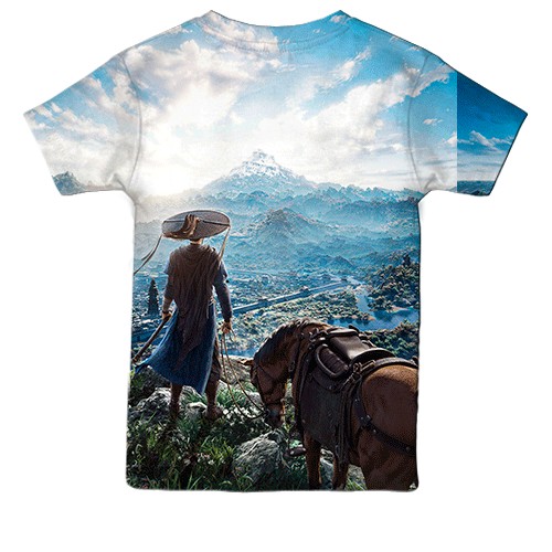 Детская 3D футболка Where Winds Meet, пейзаж (вид сзади)