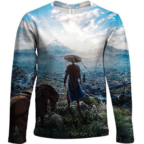 Детский 3D лонгслив Where Winds Meet, пейзаж (вид спереди)