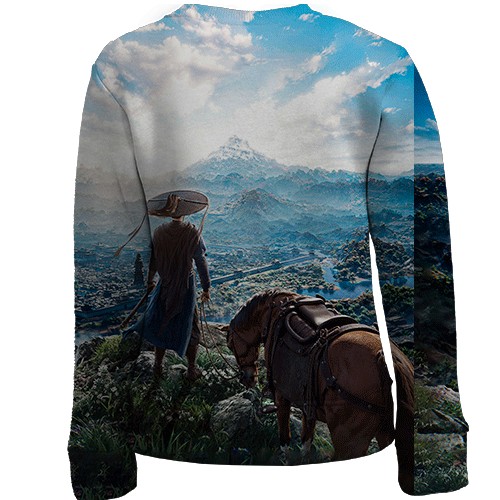 Детский 3D свитшот Where Winds Meet, пейзаж (вид сзади)