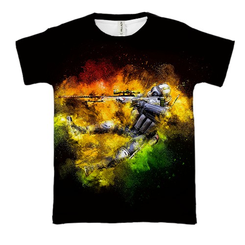 3D футболка CS2, CT x Dragon Lore (вид спереди)