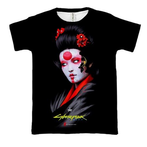 3D футболка CyberGeisha 2077 (вид спереди)