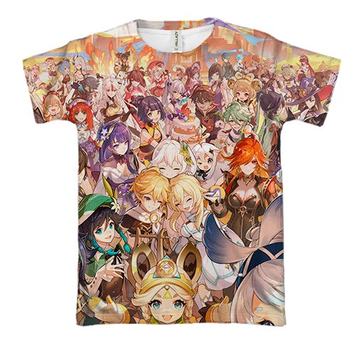 3D футболка Genshin Impact Characters (вид спереду)