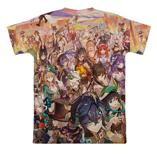 3D футболка Genshin Impact Characters (вид ззаду)