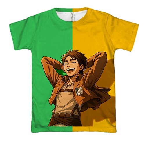 3D футболка Eren Yeager Laughing (вид спереди)
