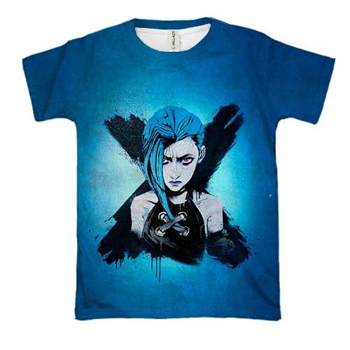 3D футболка Jinx, blue aesthetic (вид спереду)