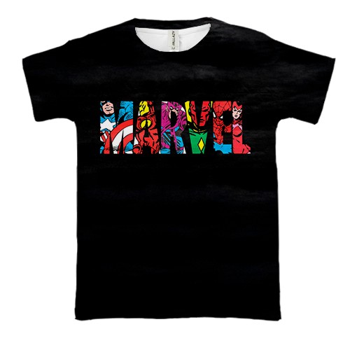 3D футболка MARVEL comix logo (вид спереду)