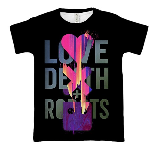 3D футболка Love,Death,Robots (вид спереду)