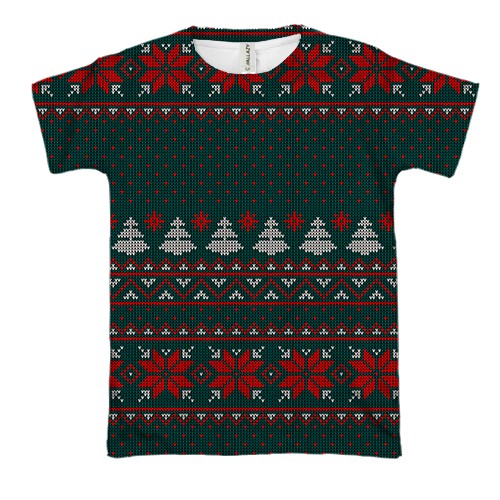 3D футболка Новорічний светр (вид спереду)