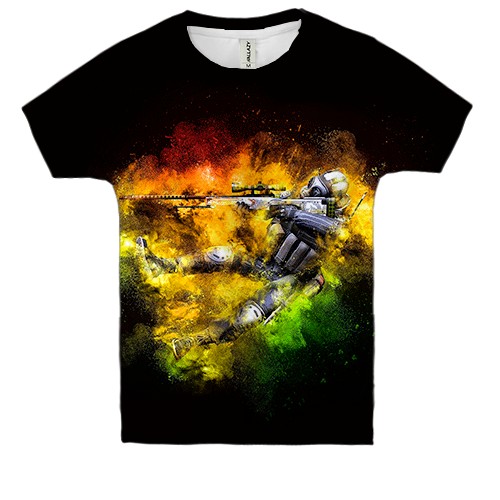 Детская 3D футболка CS2, CT x Dragon Lore (вид спереди)