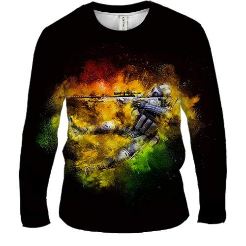 Мужской 3D лонгслив CS2, CT x Dragon Lore (вид спереди)