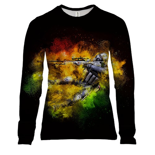 Женский 3D лонгслив CS2, CT x Dragon Lore (вид спереди)