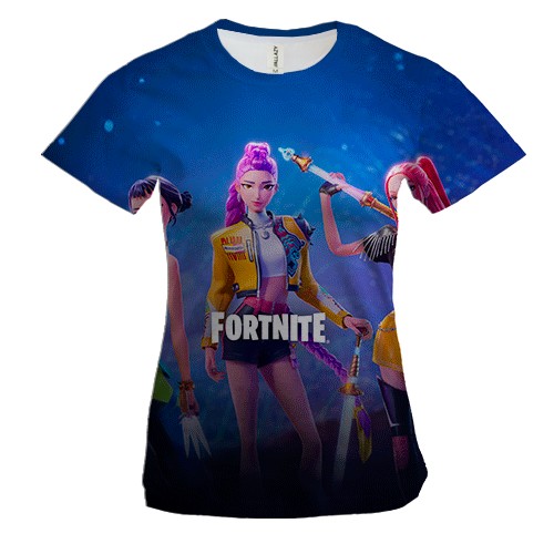 Жіноча 3D футболка Fortnite - KPop Demon Hunters (вид спереду)