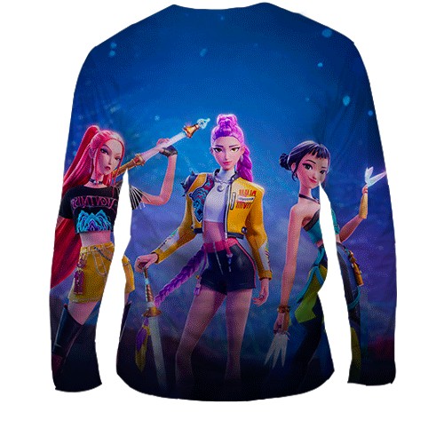 Чоловічий 3D лонгслів Fortnite - KPop Demon Hunters (вид ззаду)