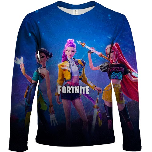 Детский 3D лонгслив Fortnite - KPop Demon Hunters (вид спереди)